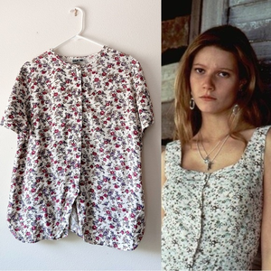 Vintage 90s rayon short sleeve floral‎ top L